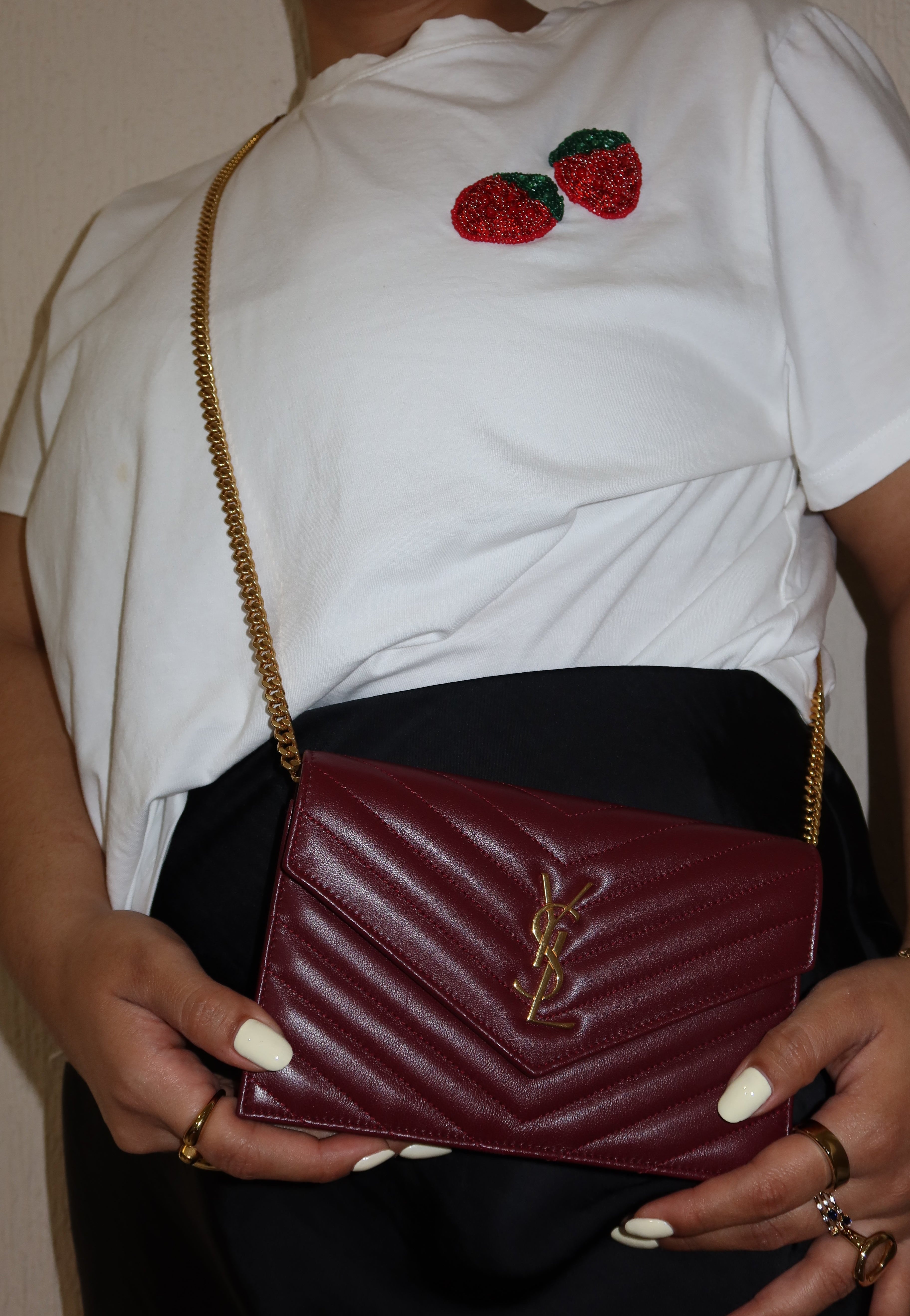 YSL Cassandre Envelope Chain Wallet in Lambskin