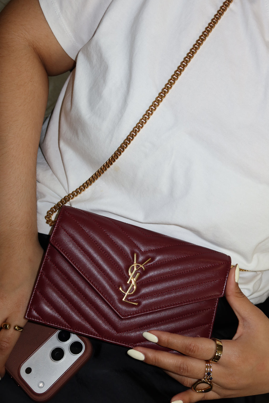 YSL Cassandre Envelope Chain Wallet in Lambskin