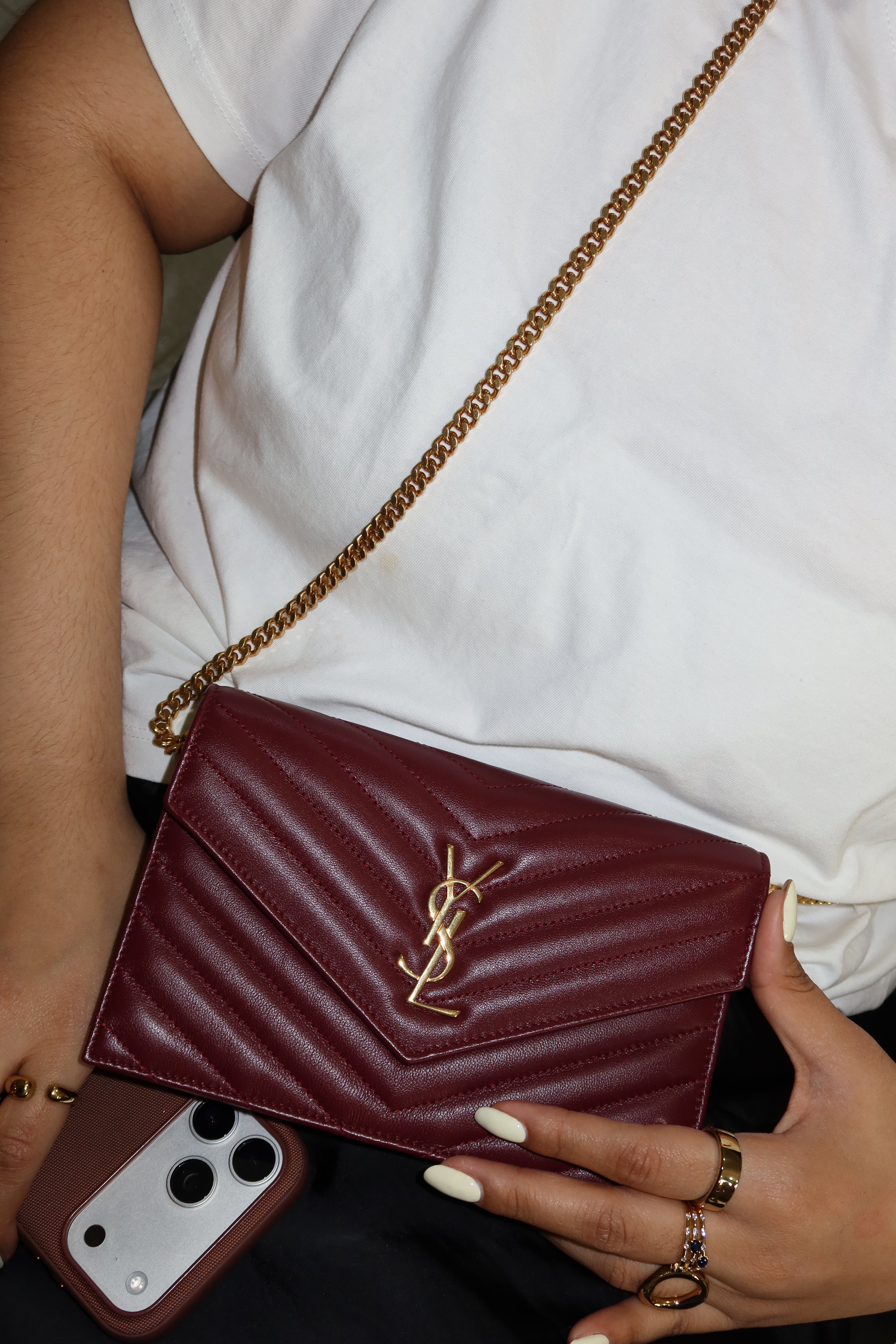 YSL Cassandre Envelope Chain Wallet in Lambskin