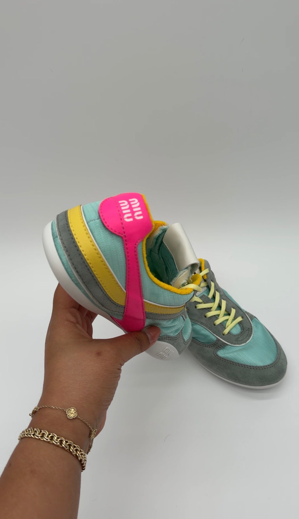 Miu Miu Gymnasium Tech-Nylon and Suede Trainers