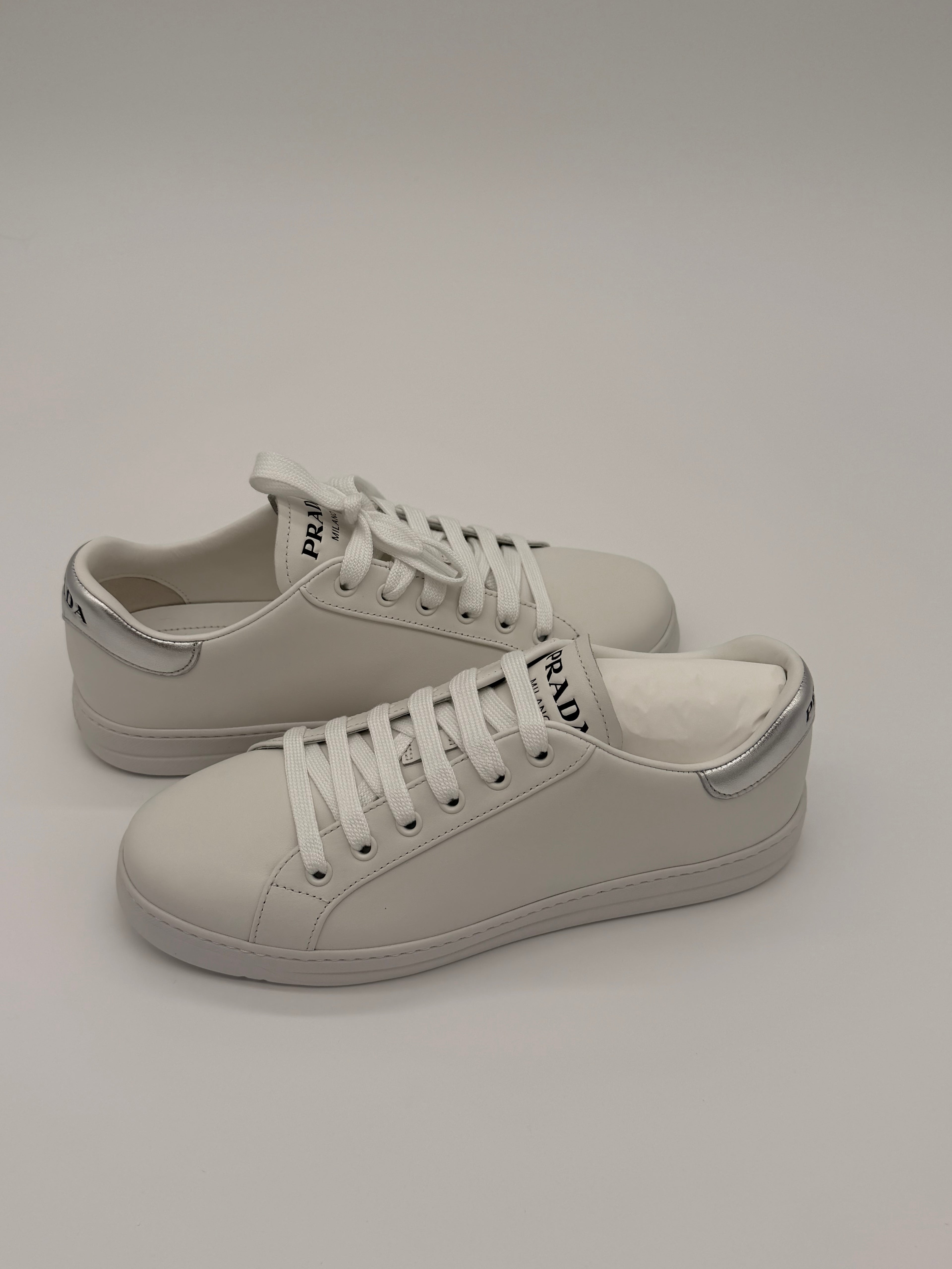 Prada - White/Silver Sneakers