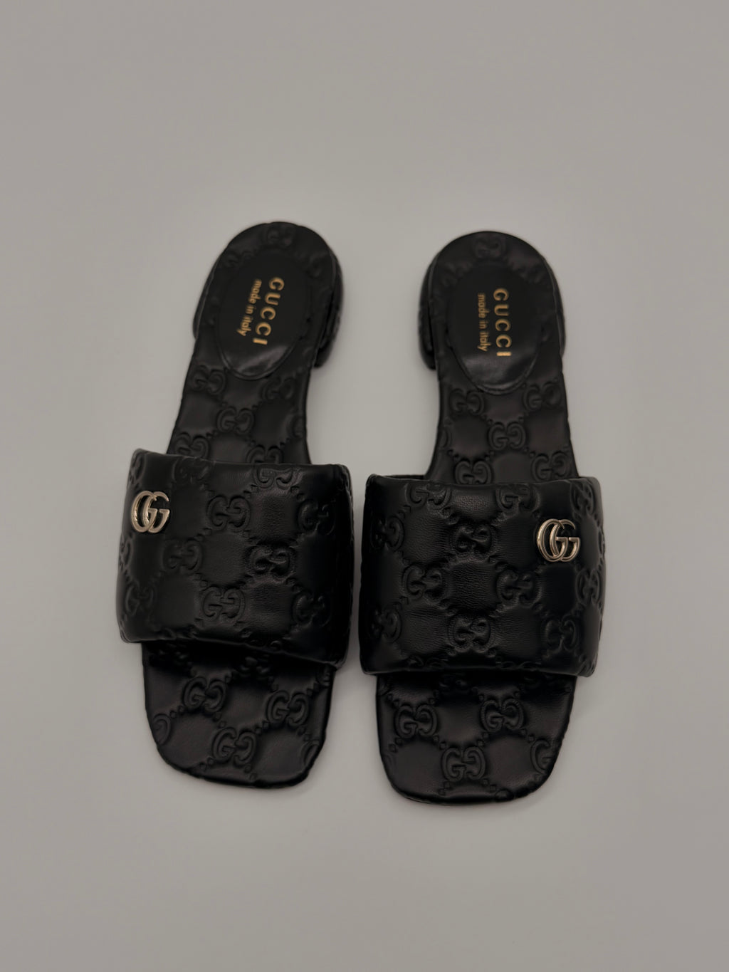 Gucci Black Leather Sandals