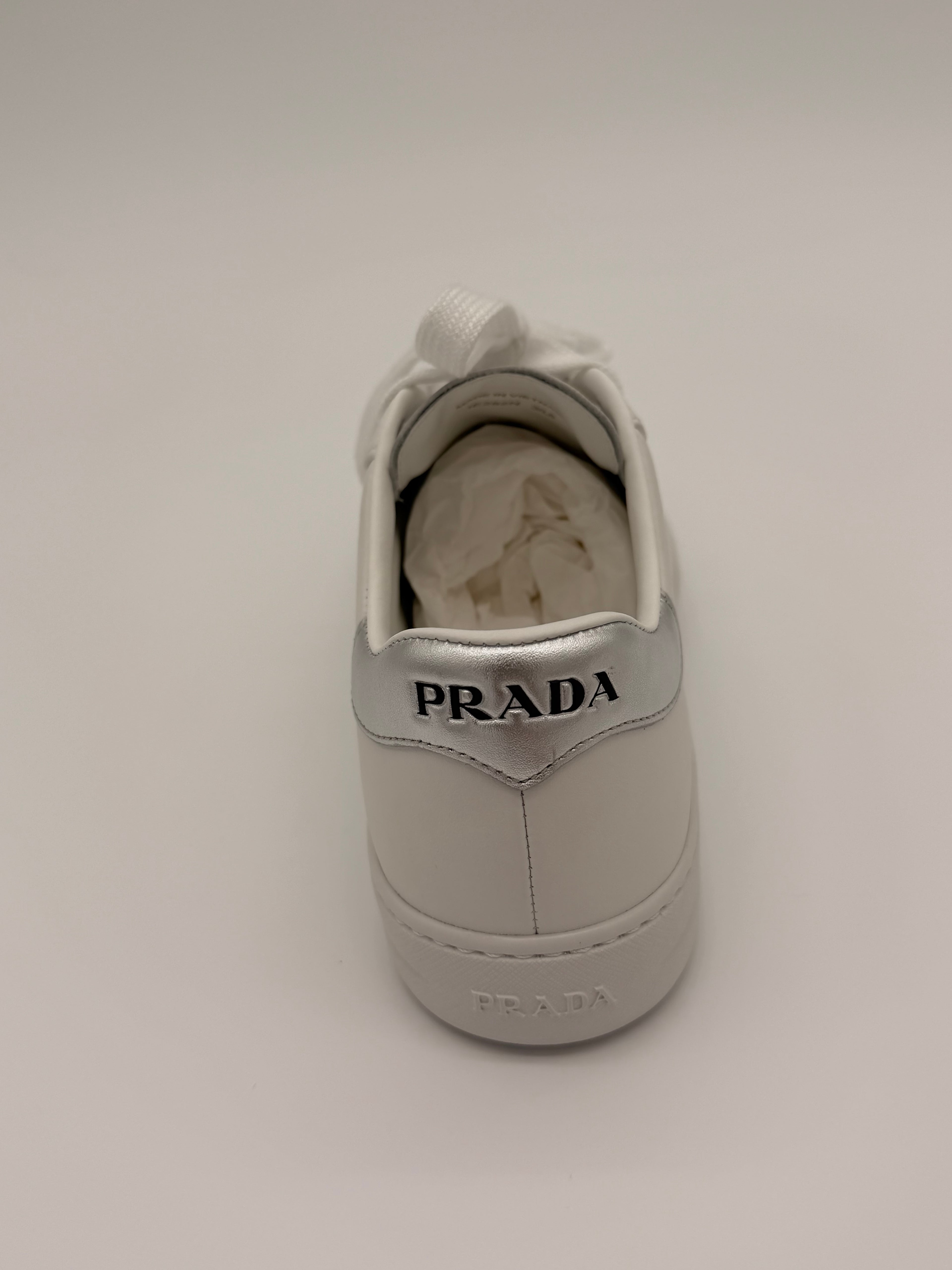 Prada - White/Silver Sneakers