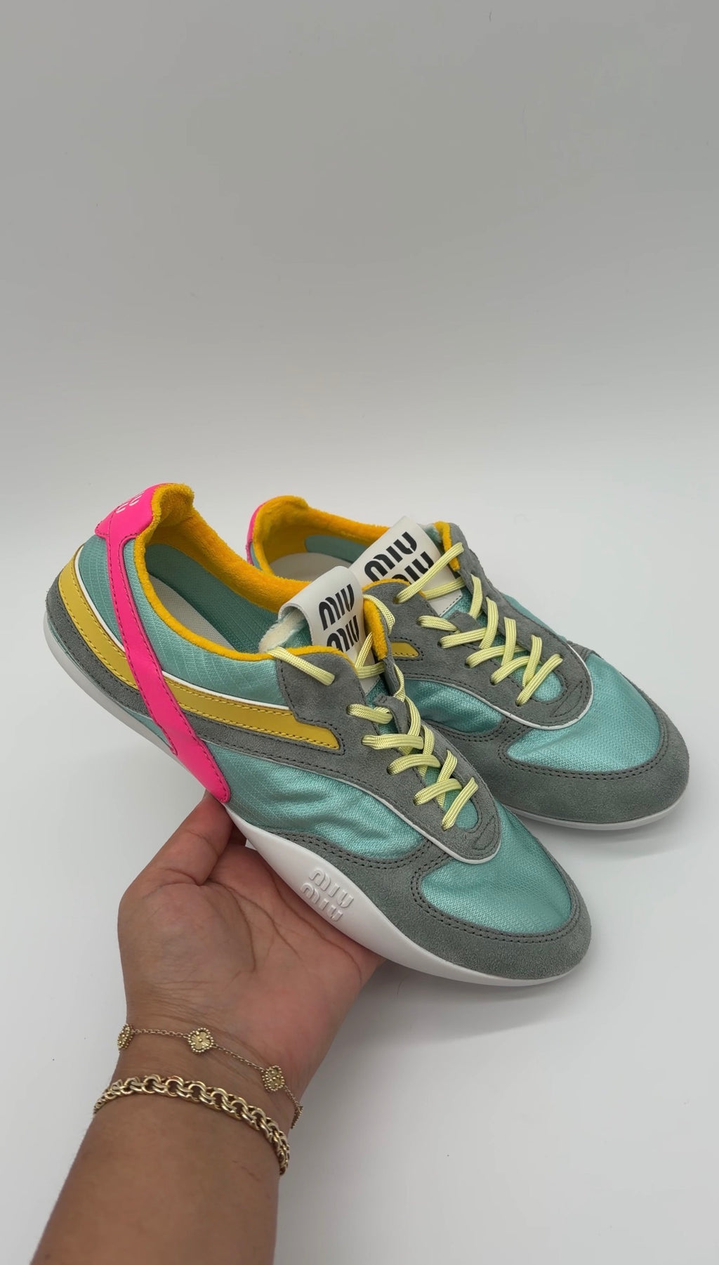 Miu Miu Gymnasium Tech-Nylon and Suede Trainers